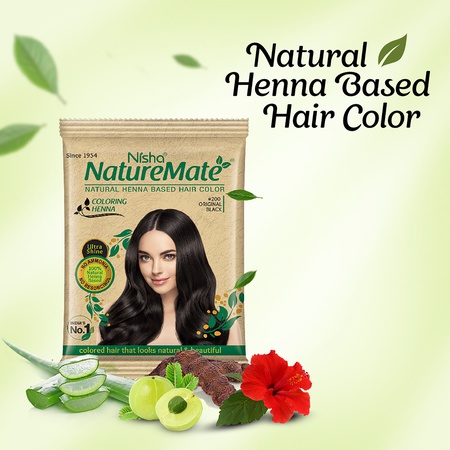Nisha Nature Mate Henna Powder 10g Sachet Pack of 10 - Original Black | Ammonia-Free, Safe Hair Coloring Solution