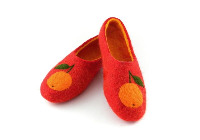Женские тапочки «Апельсины» (красные)