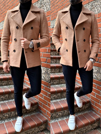 iga fashion Erkek kışlık kaşe kaşmir kruvaze palto mont