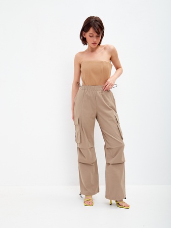 Брюки карго летние женские широкие штаны с карманами