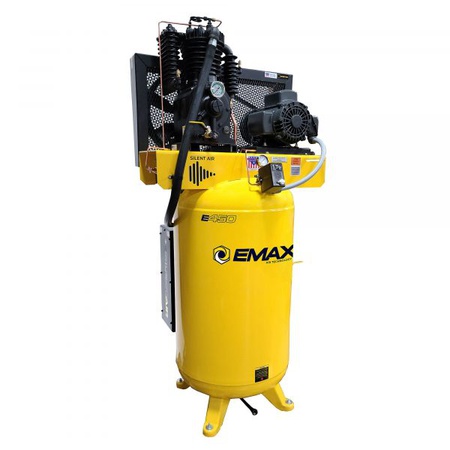 Emax Prem 3PH Dikey Hava Susturucu Basınçlı Yağlama Pompası, Beygir Gücü 5 HP, Hava Tankı Boyutu 80 Gal, Volt 460
