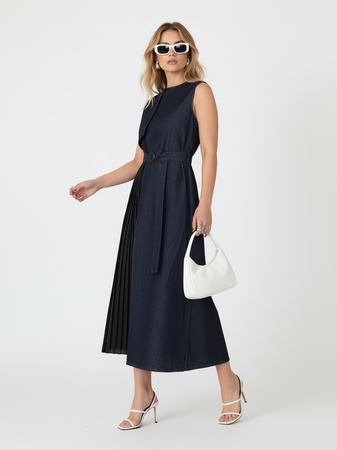 Платье сарафан женский без рукавов джинсовый миди