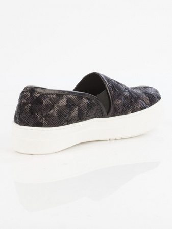 SP028 siyah pullu slip-on spor ayakkabı