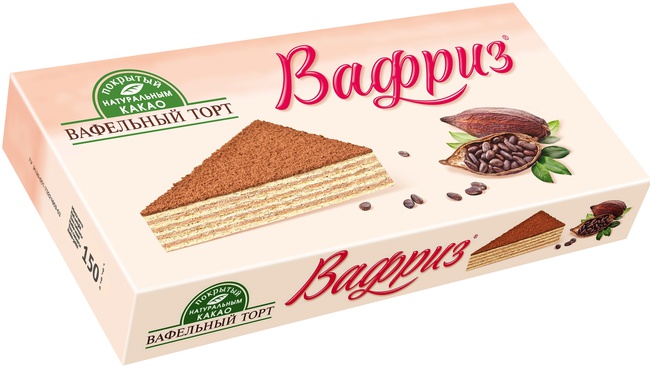 waffle cake covered with natural cocoa wafer