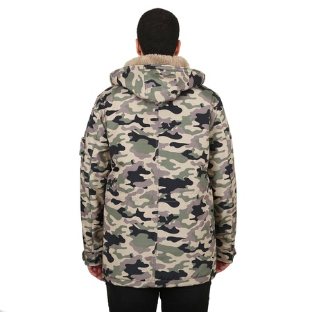 Kamuflaj Desenli İçi Kürklü Kaban