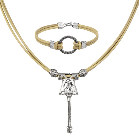 W-K-RP-104 Кожаный браслет, колье, серьги, комбайн