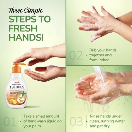 Yuthika Germ Protection Lemon Hand Wash liquid Refill 675ml | Antibactirial Handwash with PH balanced Formula