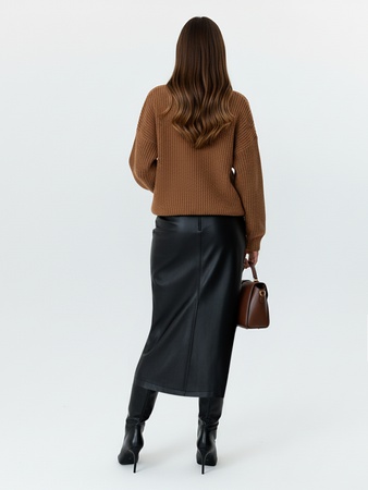 Юбка миди женская кожаная