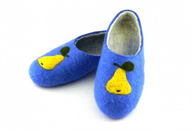 Войлочные тапочки «Груши» (синие)