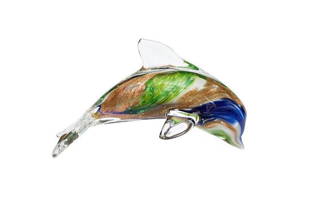 СТАТУЭТКА "ДЕЛЬФИН" СИНЕ-ЗЕЛЕНЫЙ