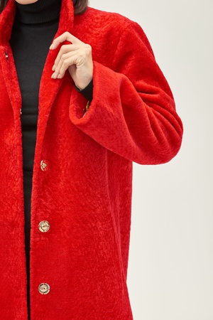 Пальто женское Silverfox модель 806 красный/белый