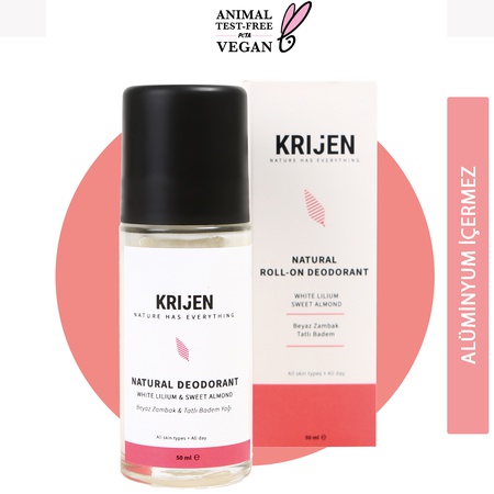 Beyaz Zambak & Tatlı Badem Roll-On Deodorant | Aluminyum İçermez + Mineral + Doğal Yağlar