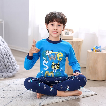 Комплект нижнего белья с надписью из чистого хлопка, новые большие детские пижамы, длинная детская одежда для подростков