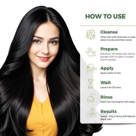 Nisha Natural Henna Hair Color 25g Natural Black, Pack of 10