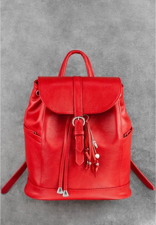 Кожаный женский рюкзак Олсен красный