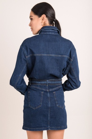 Uzun Kollu Kot Elbise