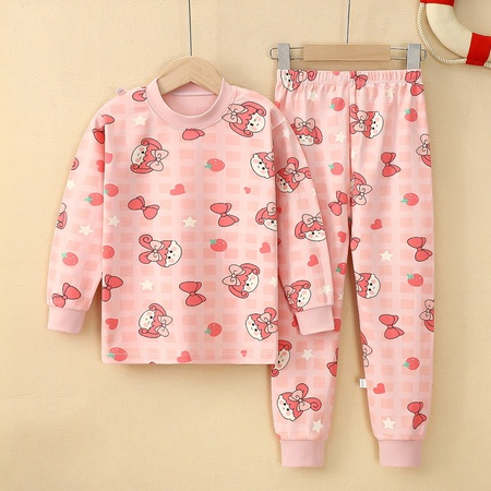 Милый комплект нижнего белья из чистого хлопка, новые большие детские пижамы, длинная детская одежда для подростков