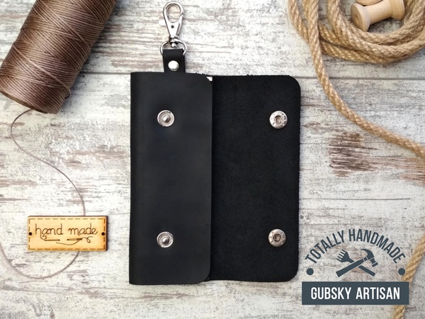 Anahtarlar için anahtarlık çantası 6 Karabinalar hakiki deri