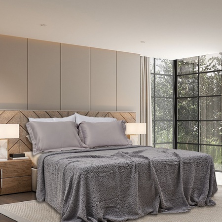 Waffle Organik Pamuk Örme Battaniye Koyu Gri