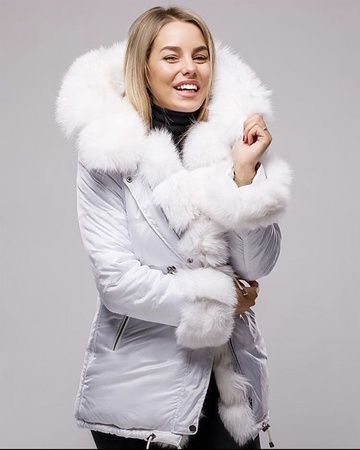 Парка Пальто - Водонепроницаемая ткань / капюшон, манжеты и переда из лисьего меха - стандартный крой