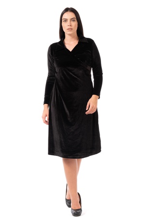 Büyük Beden Krovaze Kadife Elbise