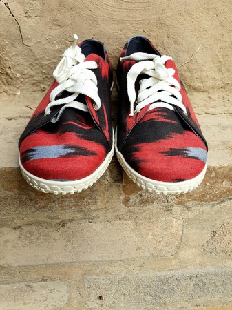 Sneakers for men, handmade fabric IKAT