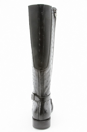 Черные сапоги под страуса на меху s133