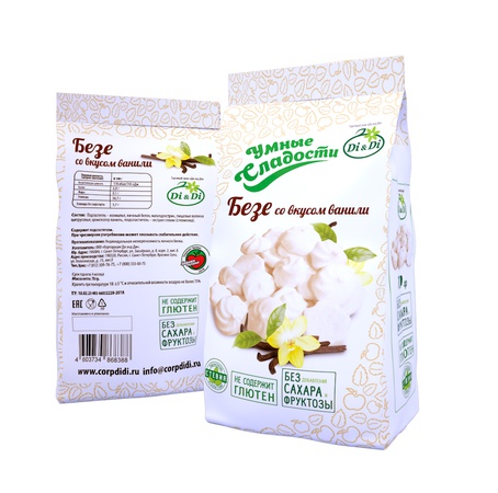 Vanilya ve siyah frenk üzümü aromalı beze &quot;Akıllı Tatlılar&quot; 70 gr