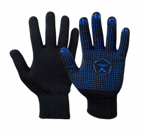 ПЕРЧАТКИ Х/Б 10 КЛАСС | СРЕДНИЕ ЧЕРНЫЕ | ПВХ ТОЧКА