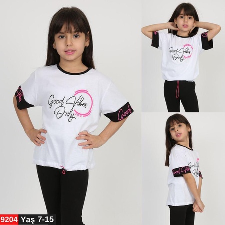 Taşlı t-shirt, streç ve baskılı penye kumaştan