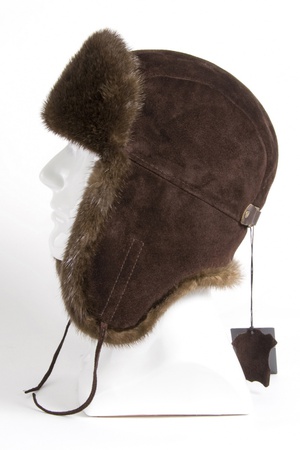 Ушанка из замши с выдрой 170677