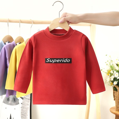 Детская нижняя рубашка с длинным рукавом, теплая осенне-зимняя новая детская футболка с высоким воротником, детская одинарная куртка, детская одежда