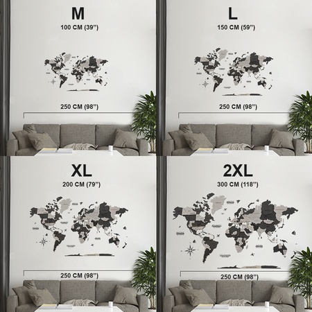 3D объемная деревянная карта мира DOMINO