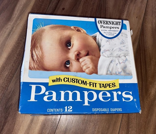 老式帮宝适 Overnight 1974 蓝盒婴儿尿布