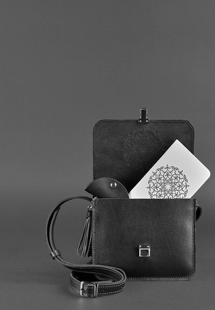 Кожаная женская бохо-сумка Лилу черная