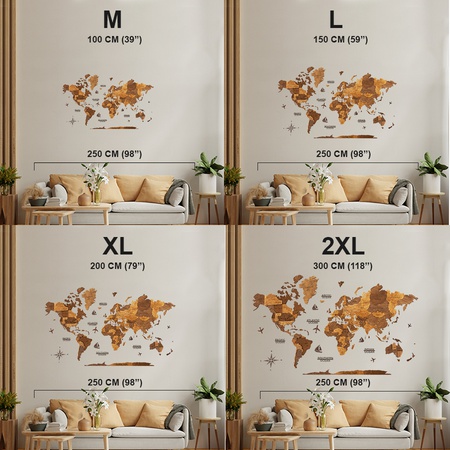 3D объемная деревянная карта мира WALNUT