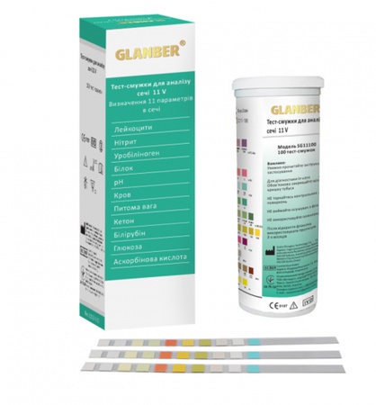 Test strips for urine analysis 11V GLANBER 11 indicators 100 pcs