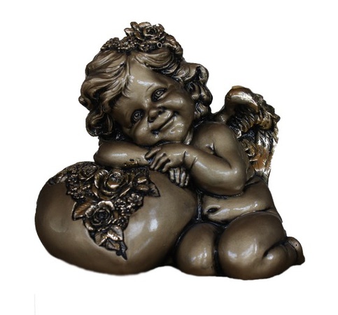 Heykelcik Melek gül kalp (altın rengi)