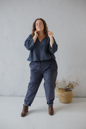 Fitilli kadife yüksek belli muz pantolon