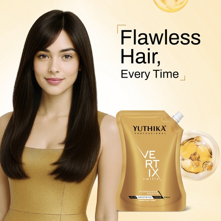 Yuthika Professional Vertix Hair Smoothening & Straightening Cream | Hydrolyzed Keratin |For Resistant Hair 500ml – Keratin Treatment Cream, Deeply Softens, Long Lasting Straightening Results
