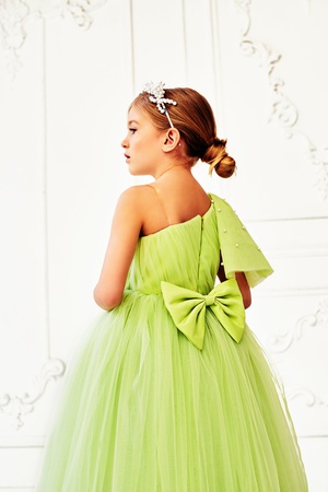 Нежное Пышное Длинное Платье с Жемчужным Аксессуаром для Волос Stok Kod: PXN 22019