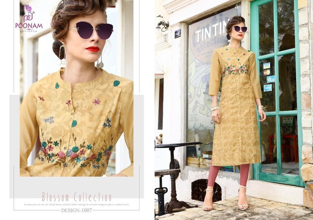 Ladies Kurtis - Cotton Silk with Machine Embroidery
