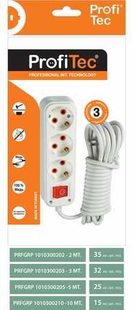 Удлинитель с выкл. 3 и 5 гнезд