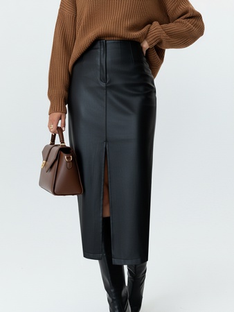 Юбка миди женская кожаная