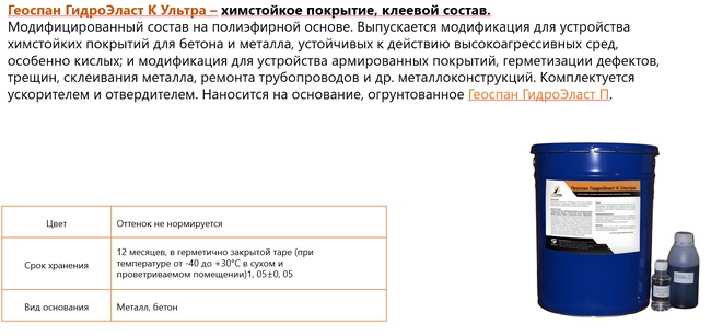 Гидроизолирующее покрытие Геоспан ГидроЭласт К Ультра