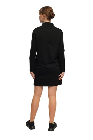 Спортивное платье с длинным рукавом и длинными рукавами с высоким воротником и молнией в полоску