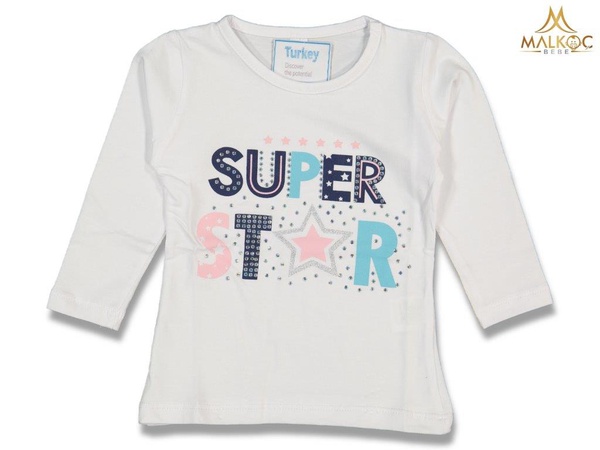 DİFA 7120-KIZ 1/4 YAŞ SÜPERSTAR BASKI UZUNKOL BADİ