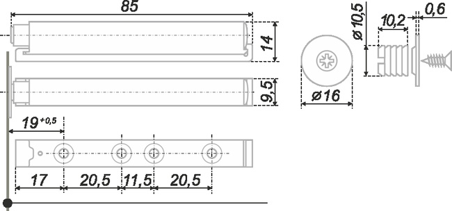 Упор-защелка фасадов AMF11/GR