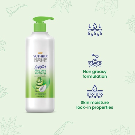 Yuthika Aloe Vera Soft Touch Body Lotion for Women & Men, Lightweight, Non-Greasy, (1000ml)