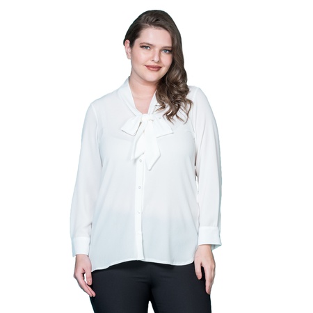 Büyük Beden Kravat Yaka Krep Gömlek